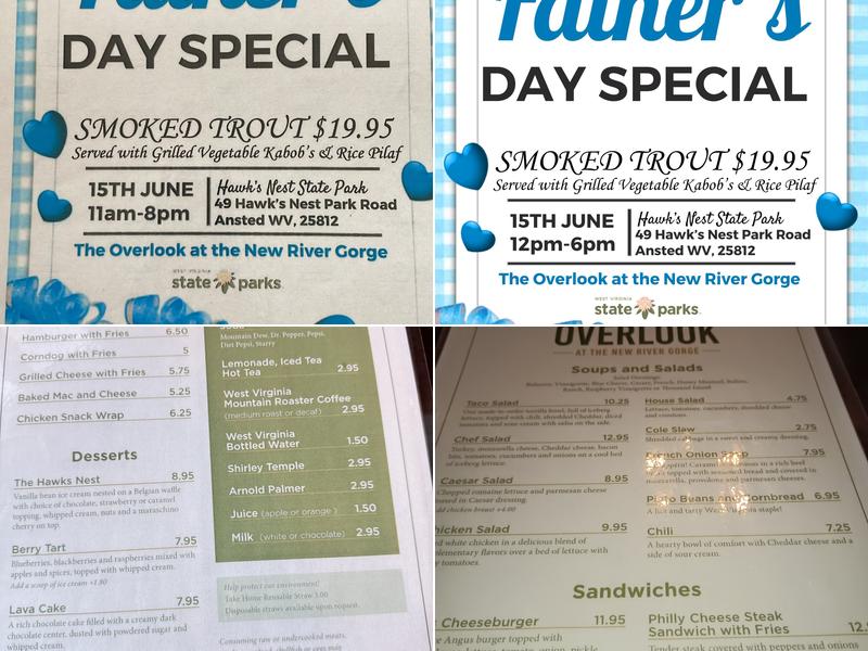 Overlook at the New River Gorge Restaurant Menu