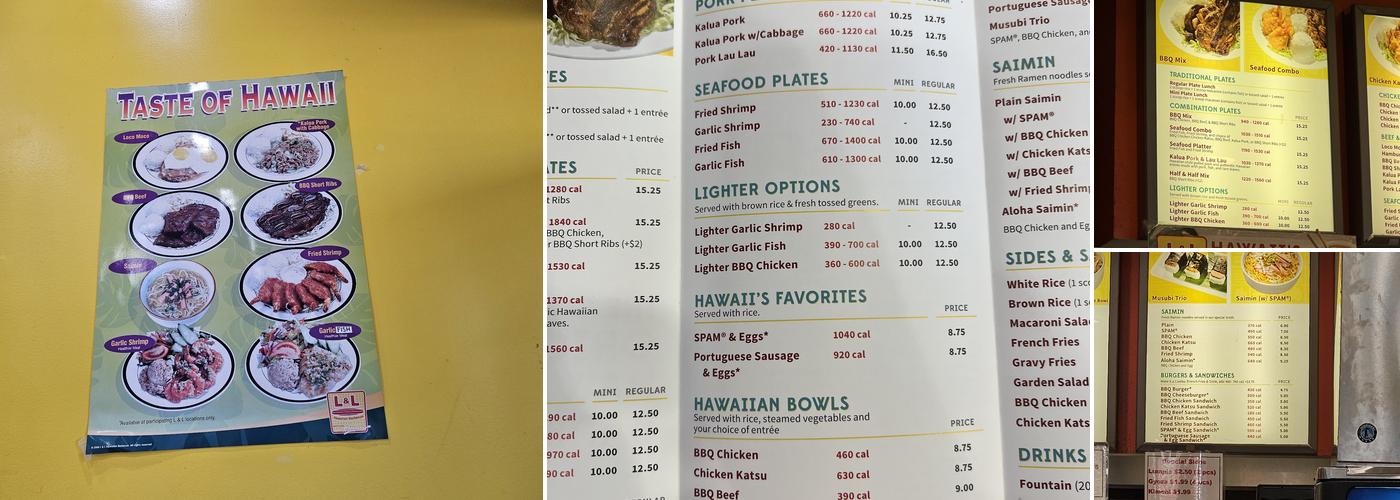 L&L Hawaiian Barbecue Menu