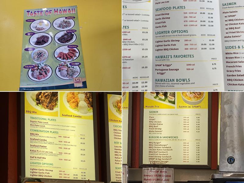 L&L Hawaiian Barbecue Menu