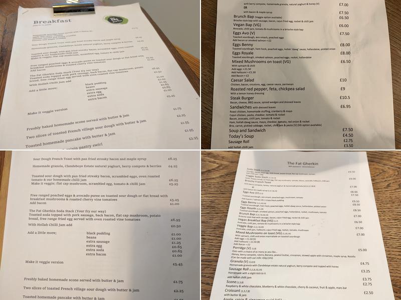 The Fat Gherkin Menu