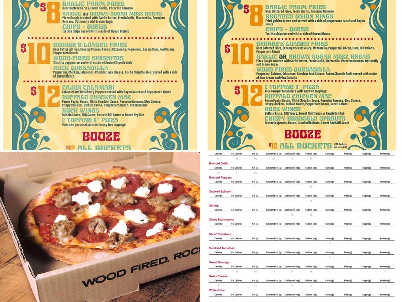 The Rock Wood Fired Pizza Menu