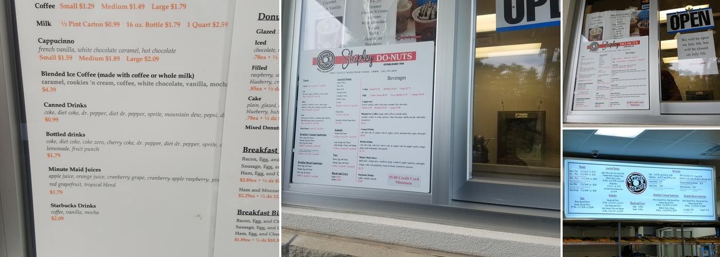 Shipley Do-Nuts Menu