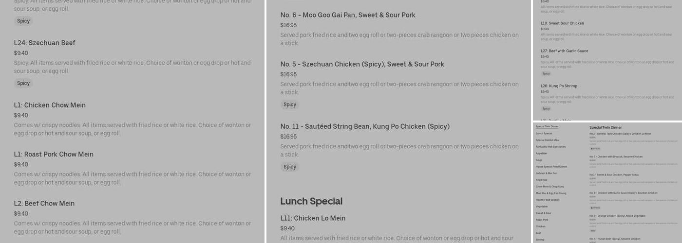 Fantastic Wok II Menu