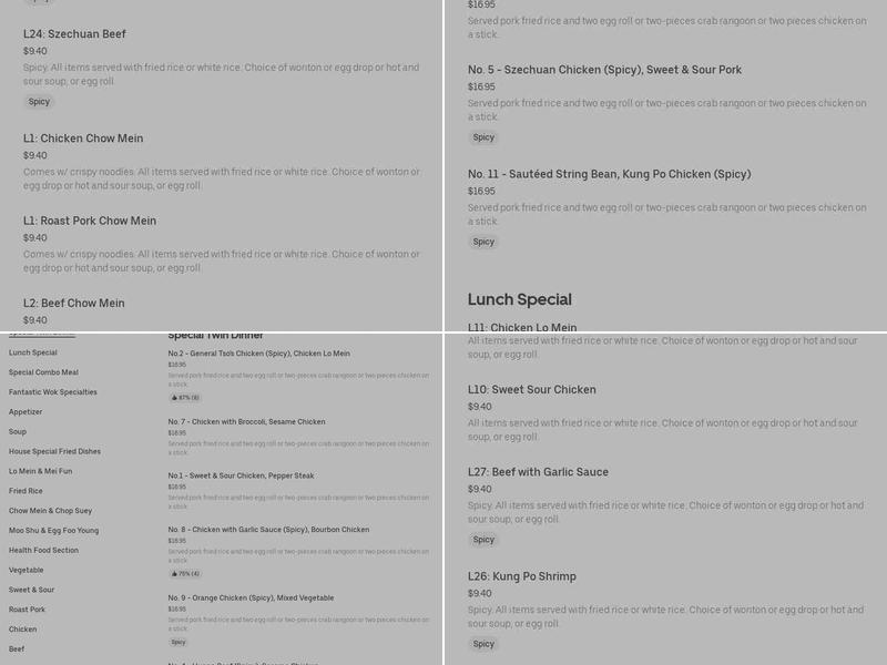 Fantastic Wok II Menu