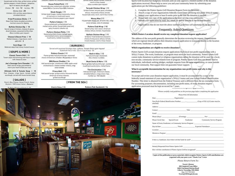 Putters Sports Grill - Maineville Menu