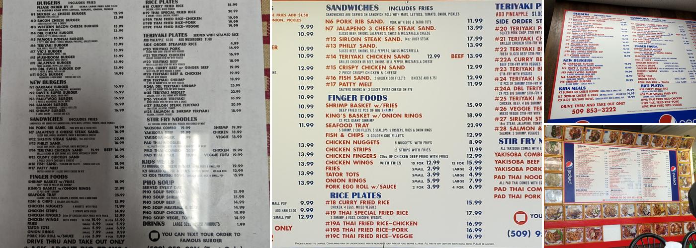Famous Burger & Teriyaki Sandwich Menu
