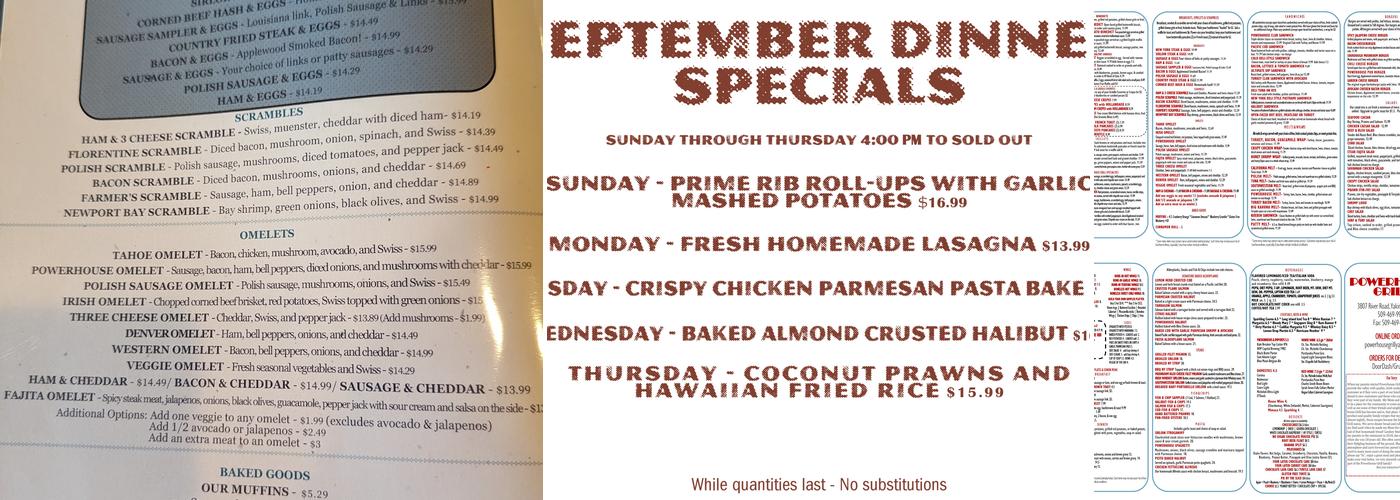 Powerhouse Grill Menu