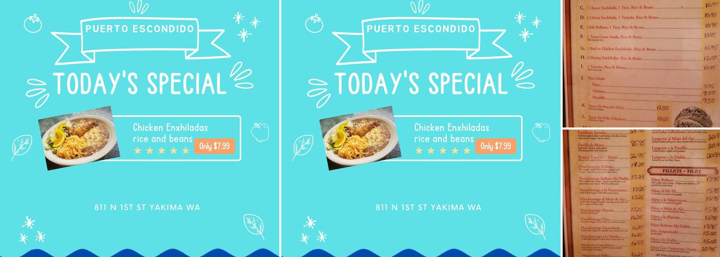 Puerto Escondido Menu