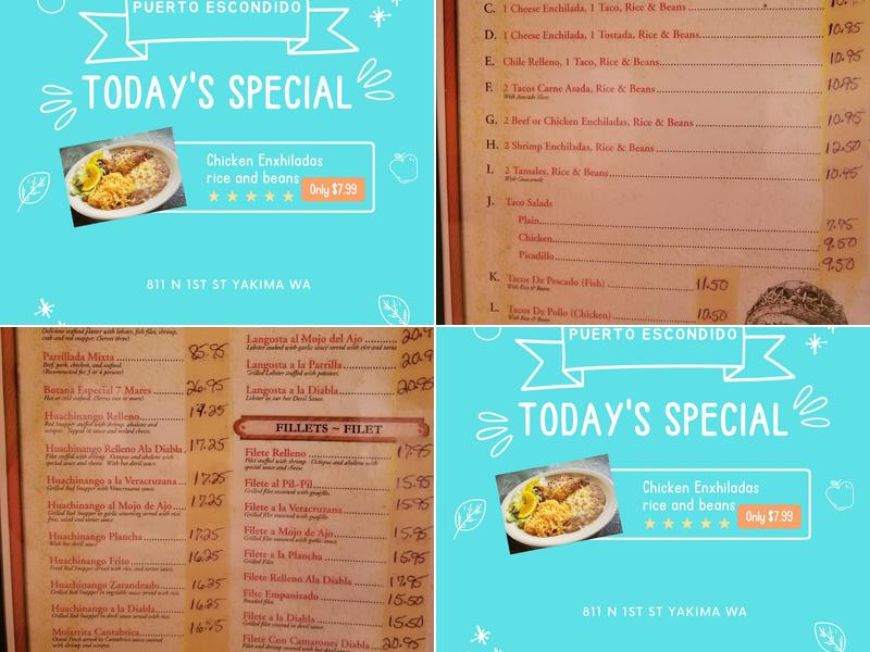 Puerto Escondido Menu