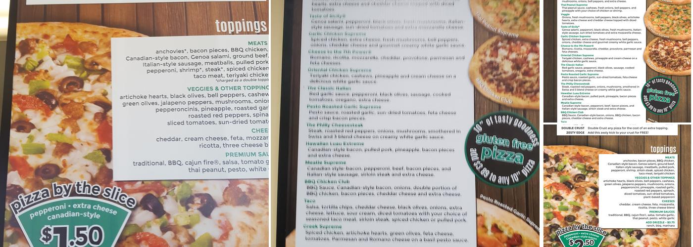 Pizza Pipeline Menu
