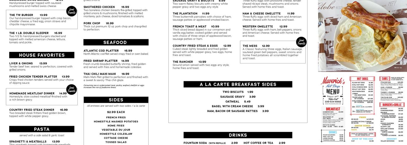 Globe Restaurant Menu