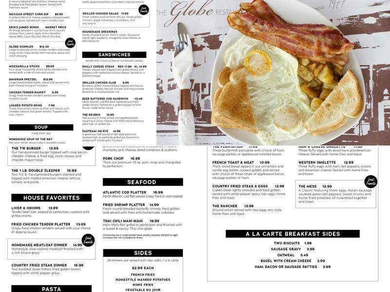 Globe Restaurant Menu