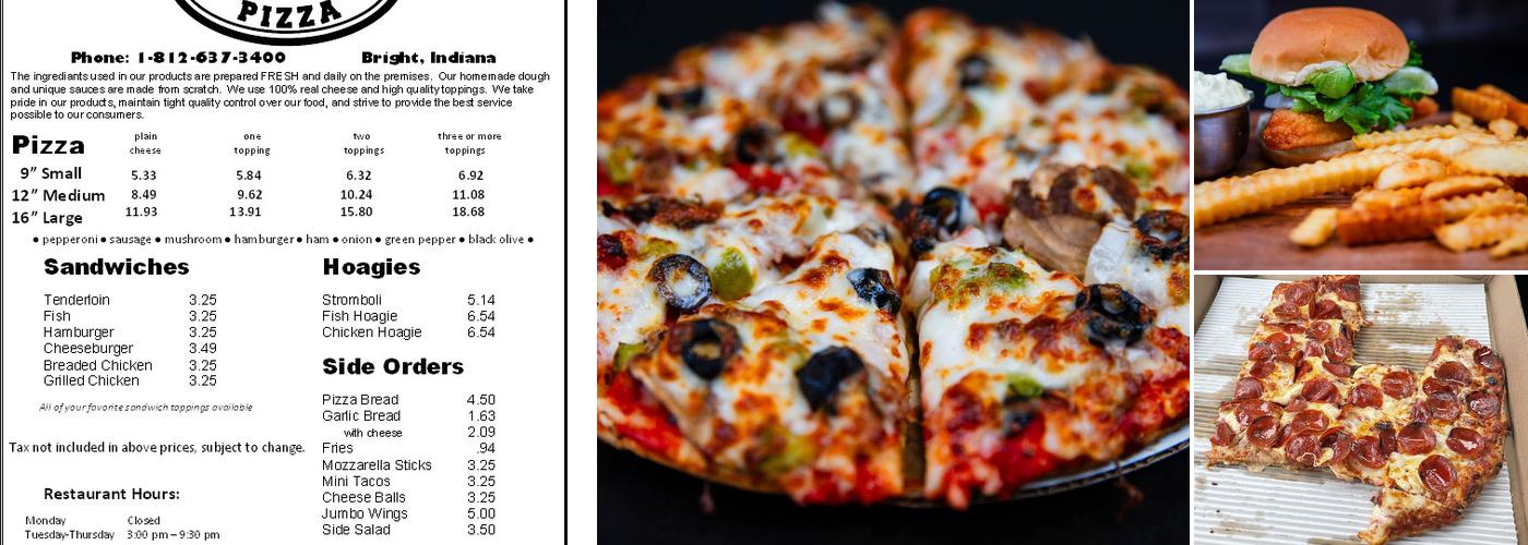 Primetime Pizza Menu