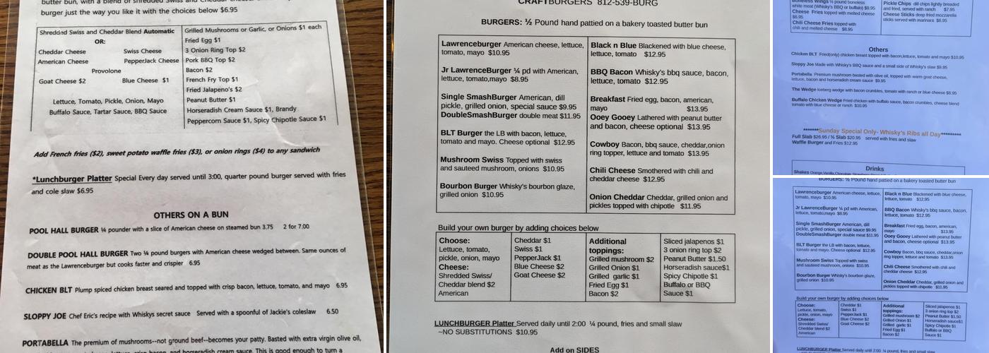Lawrenceburger Menu