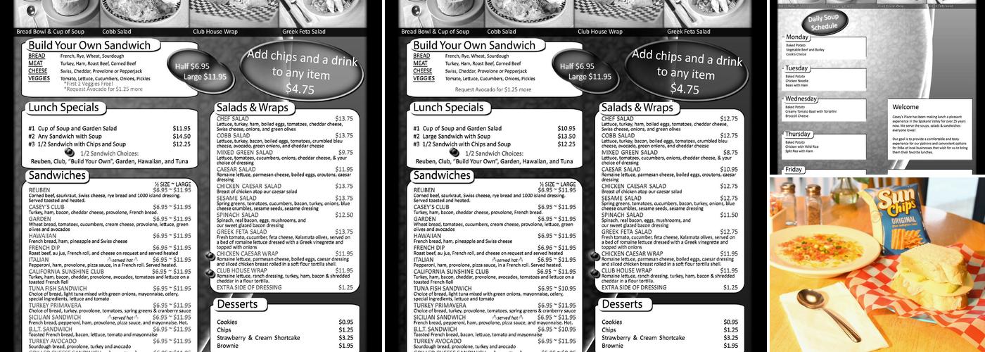 Casey's Place Menu