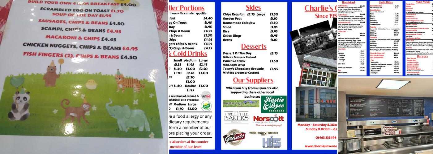 Charlie's Cafe Menu