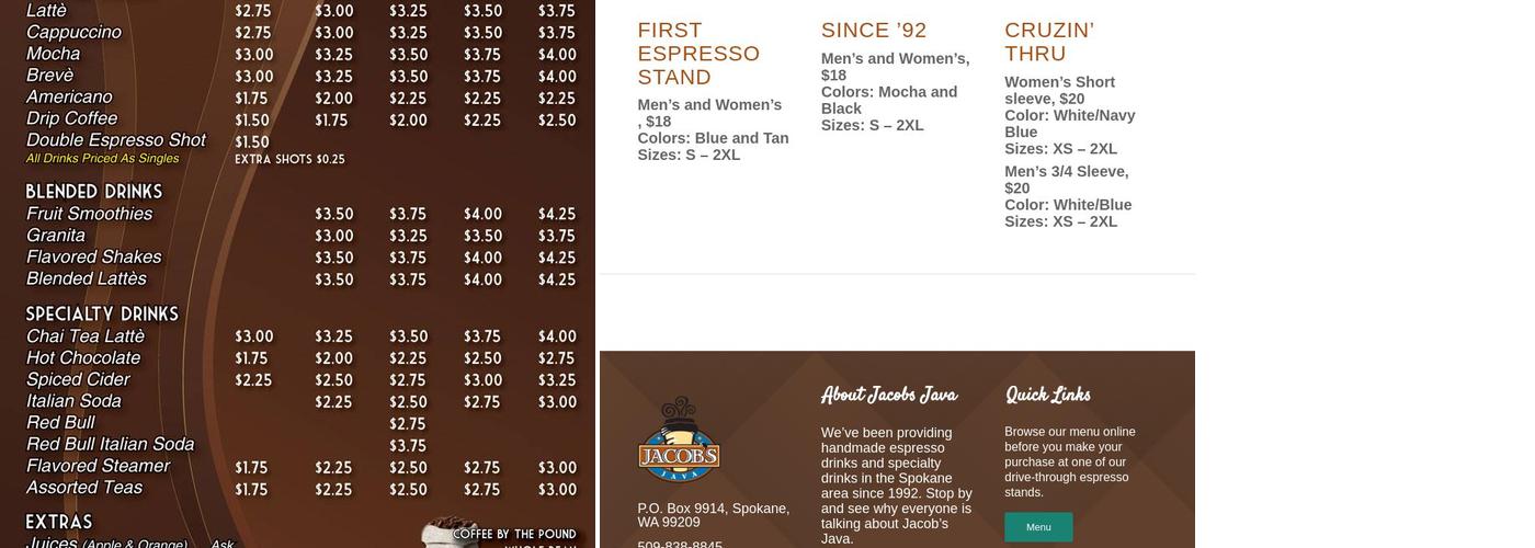 Jacob's Java Menu