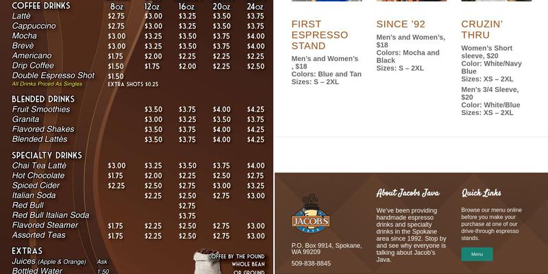 Jacob's Java Menu