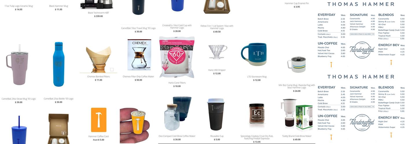 Thomas Hammer Coffee Roasters Menu