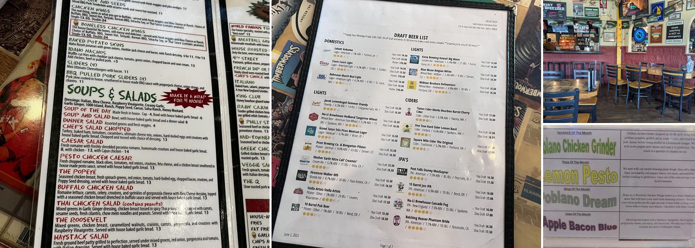 Capone's Pub & Grill Menu