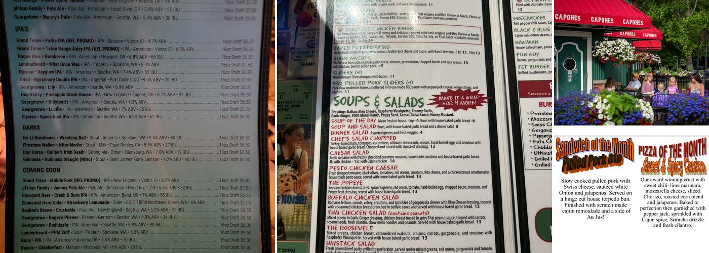 Capone's Pub & Grill Menu