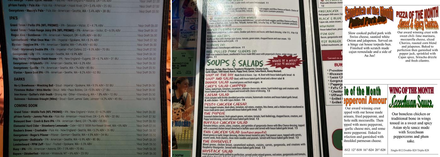 Capone's Pub & Grill Menu
