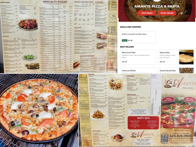 Amante Pizza & Pasta Menu
