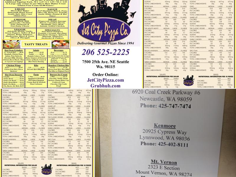Jet City Pizza Menu