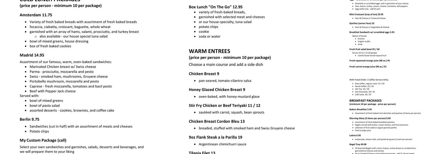 Sacha's Cafe Menu