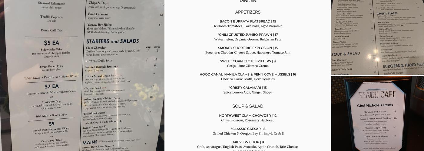 Beach Café - Woodmark Menu