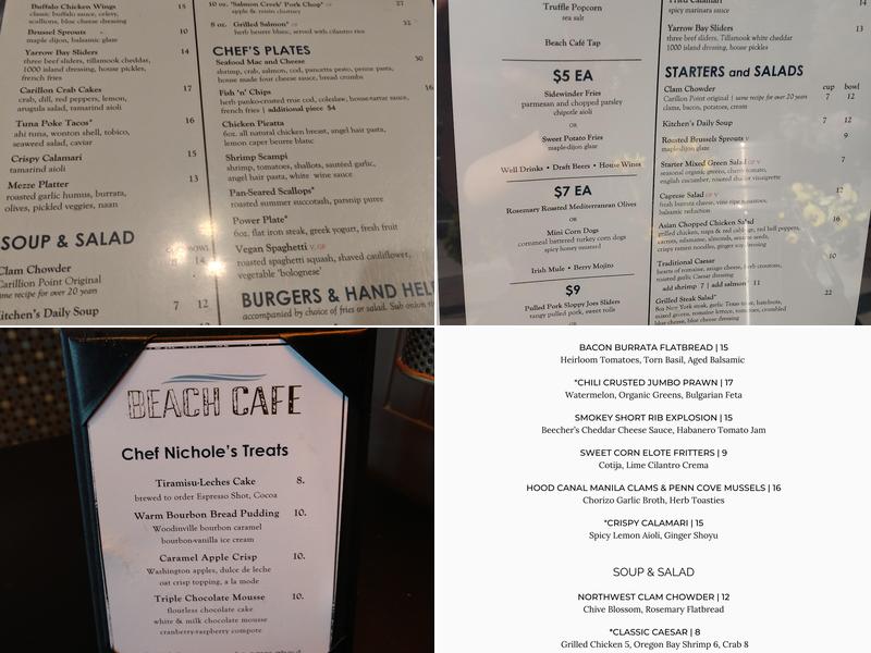 Beach Café - Woodmark Menu