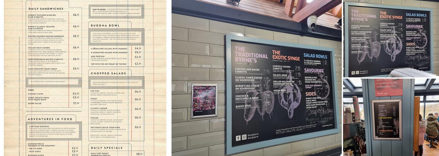 Synge & Byrne, Kilbroney Menu