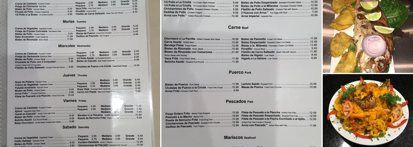 El Rinconcito Latino Coral Way Menu