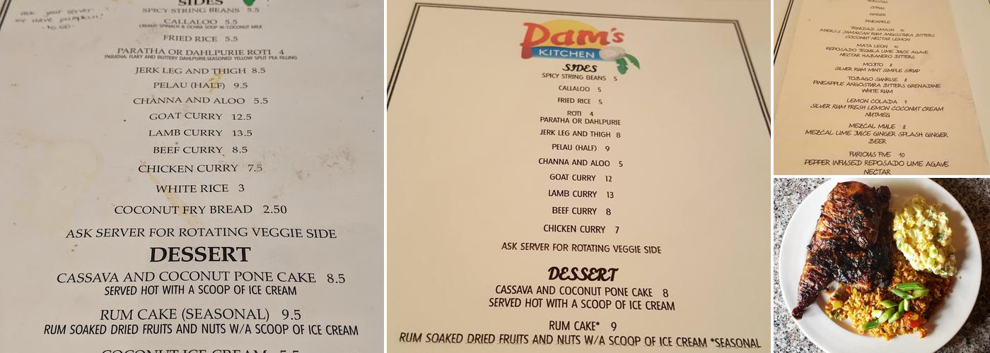 Pam's Kitchen Menu