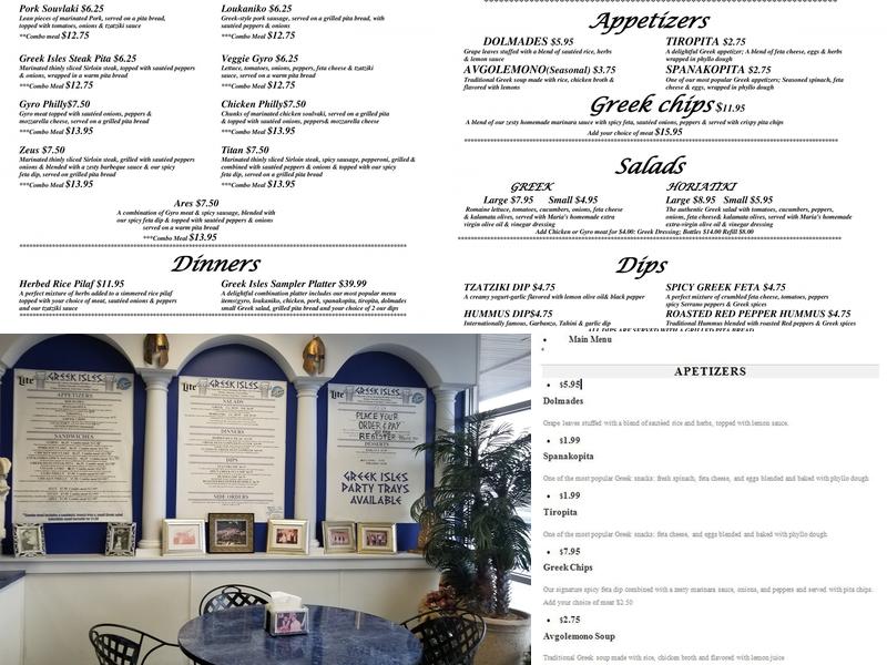 Greek Isles Restaurant Menu