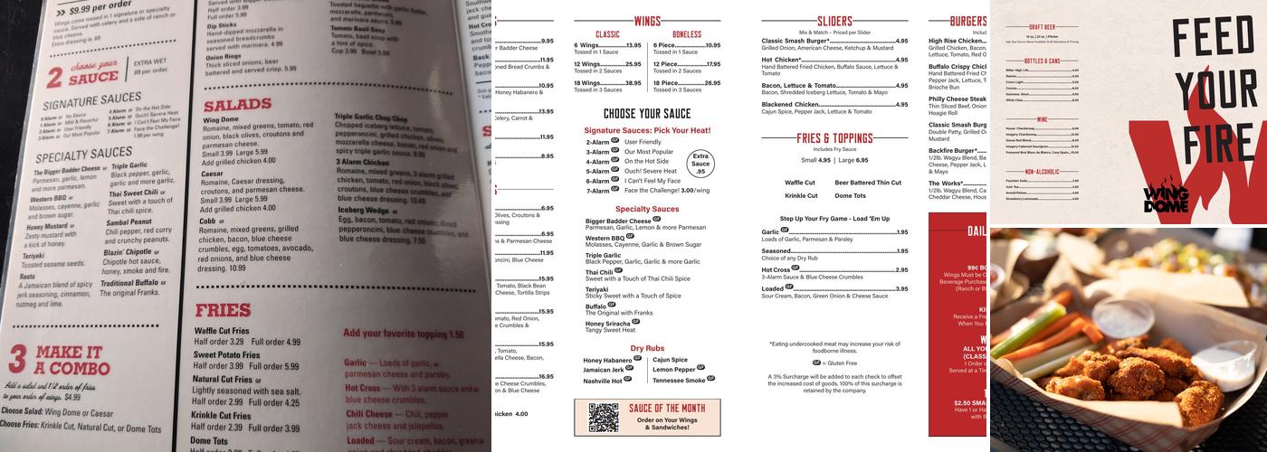 Wing Dome Menu