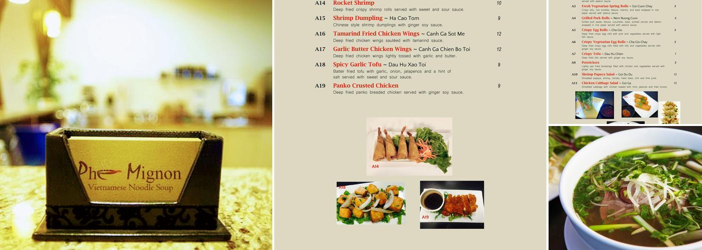 Pho Mignon Menu