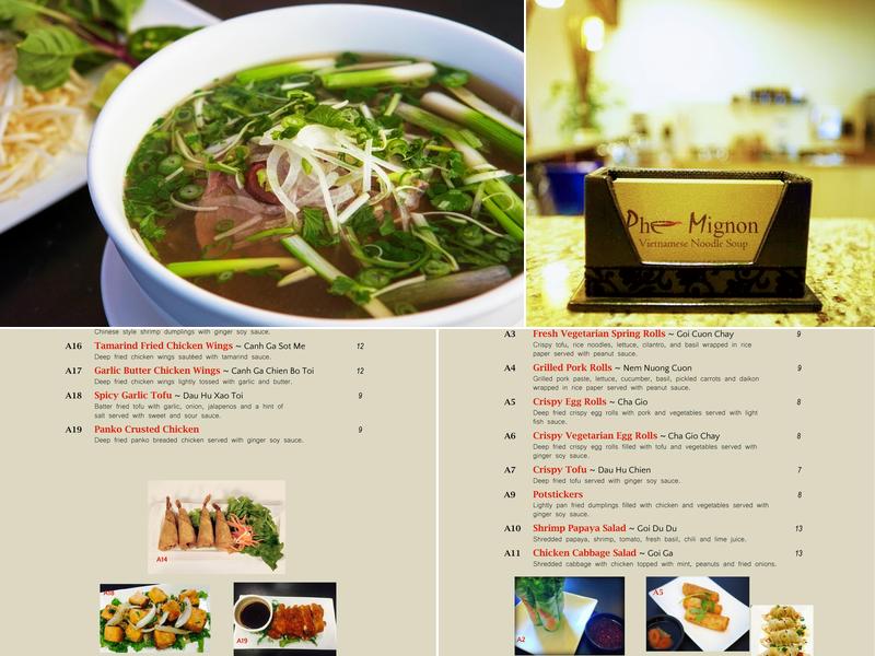 Pho Mignon Menu