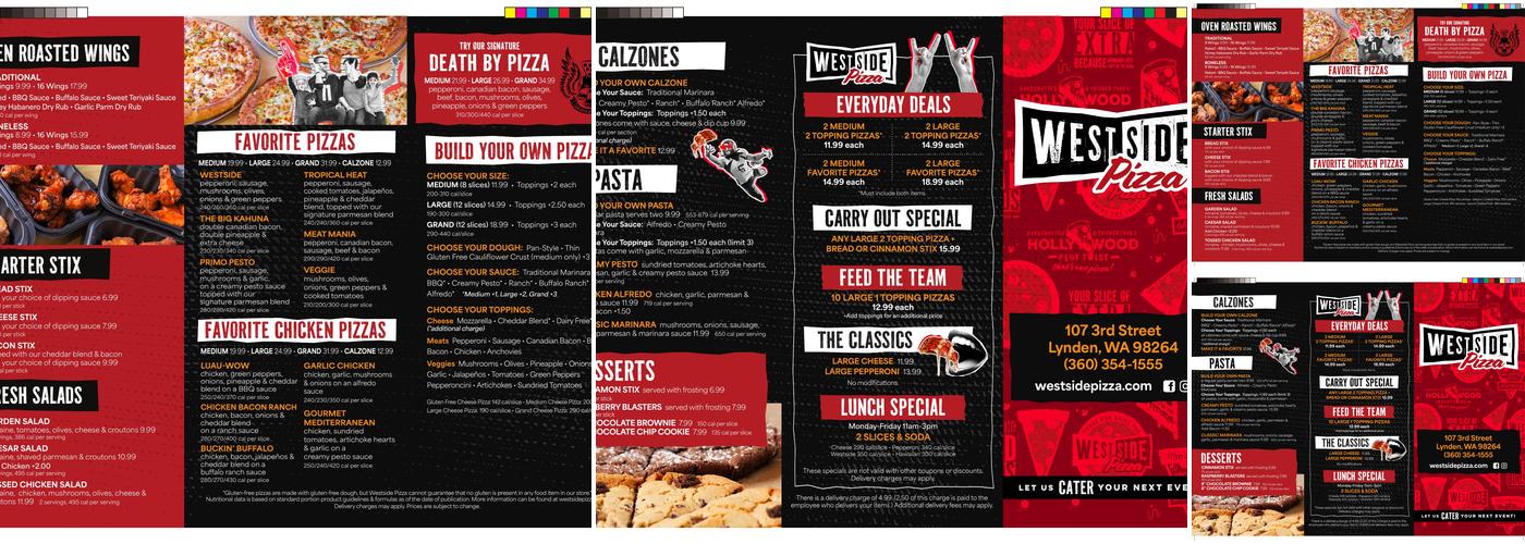 Westside Pizza Menu