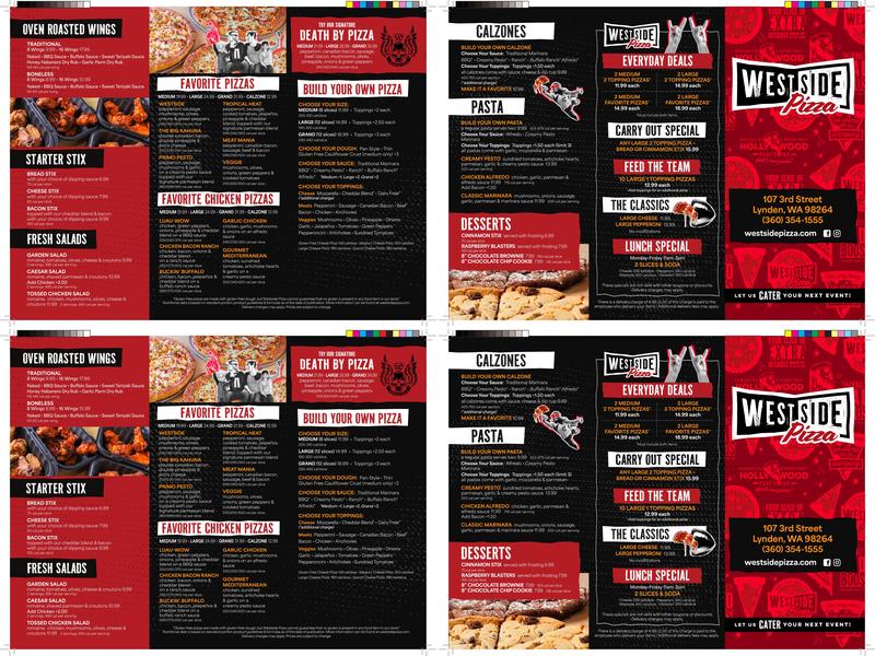 Westside Pizza Menu