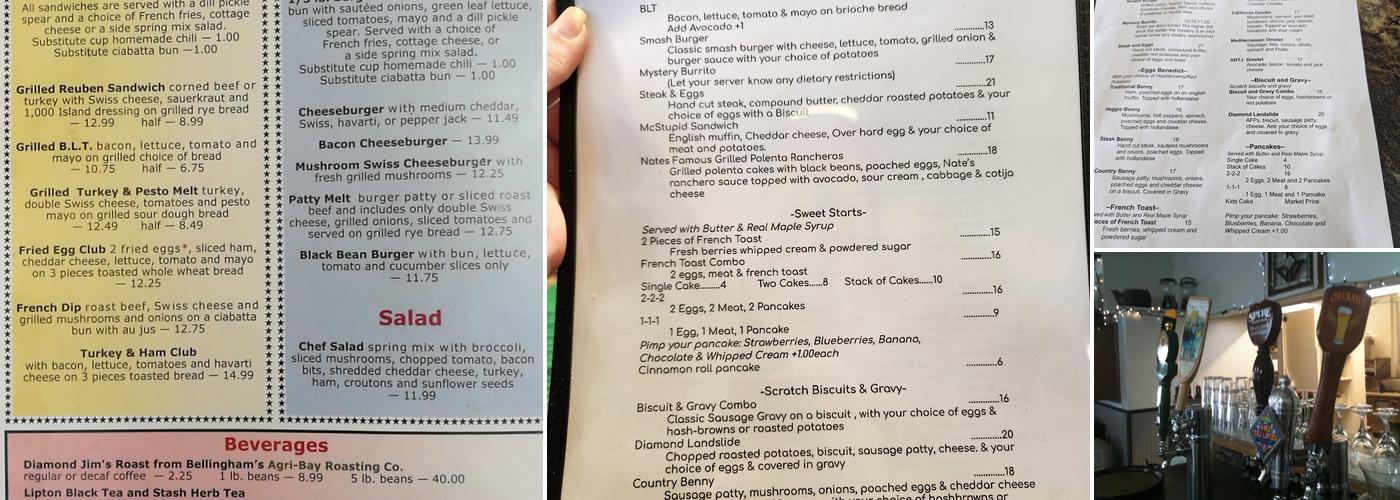 Diamond Jim's Grill Menu