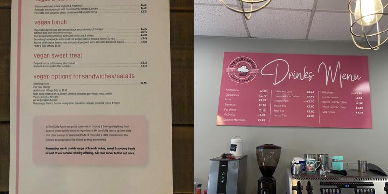 The Daily Apron Cafe Menu