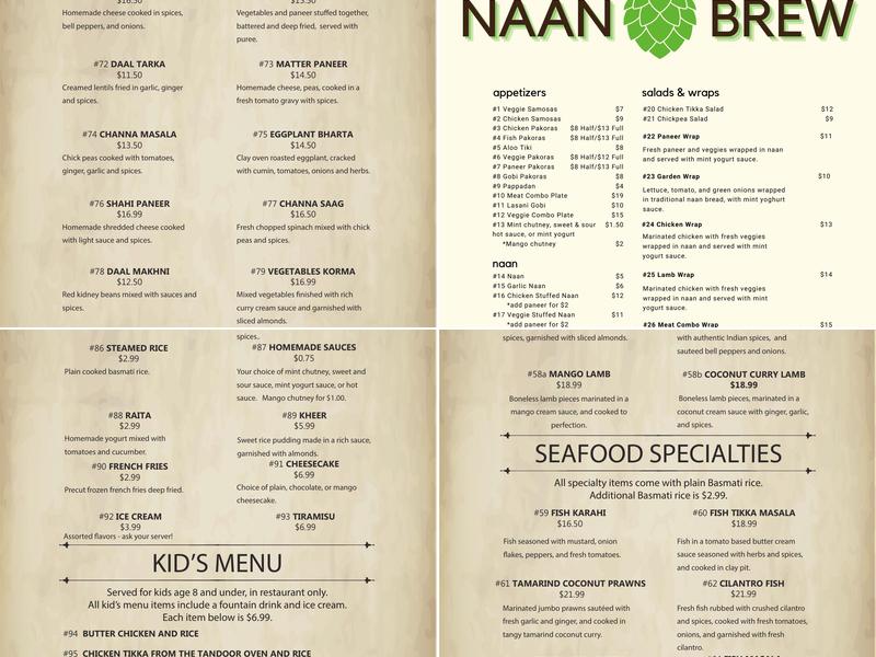 Naan & Brew Menu