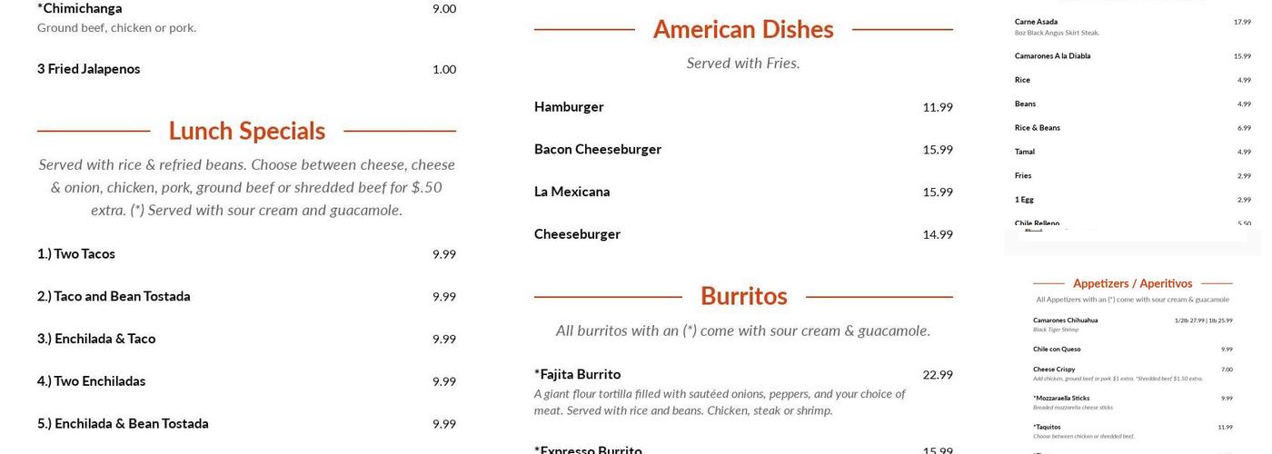 Ah! Chihuahua Taco Truck Menu