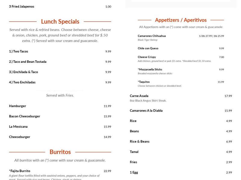 Ah! Chihuahua Taco Truck Menu