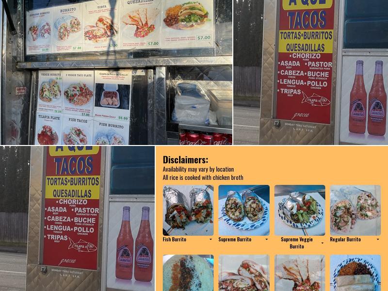 A Que Tacos Menu