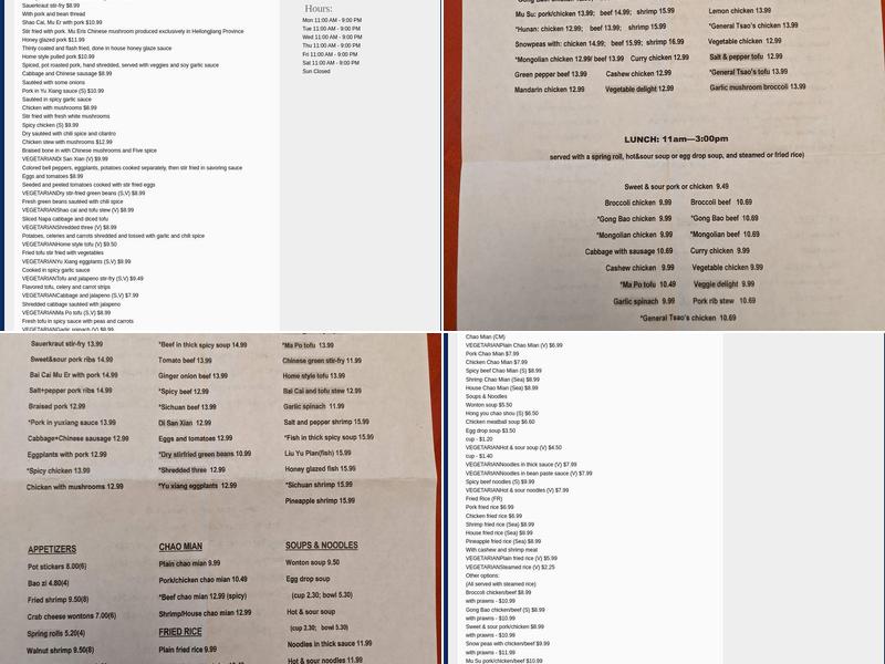 Dragon River Menu