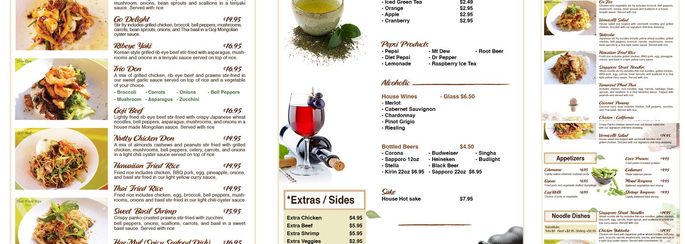 Goji Fusion Bistro Menu