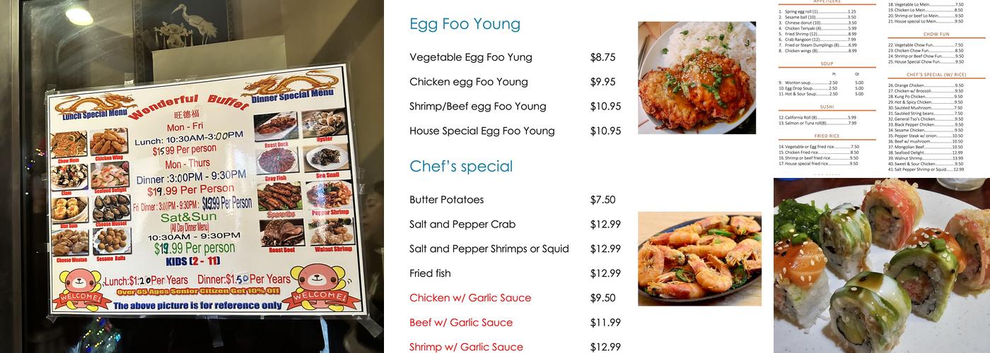 Wonderful Buffet Menu