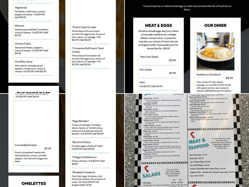 Our Diner Menu
